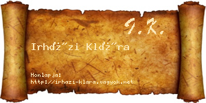 Irházi Klára névjegykártya